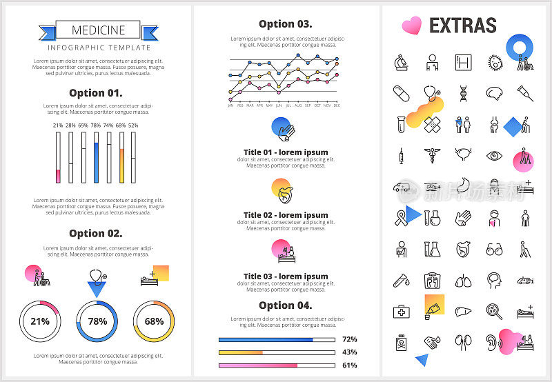 Medicine infographic template, elements and icons